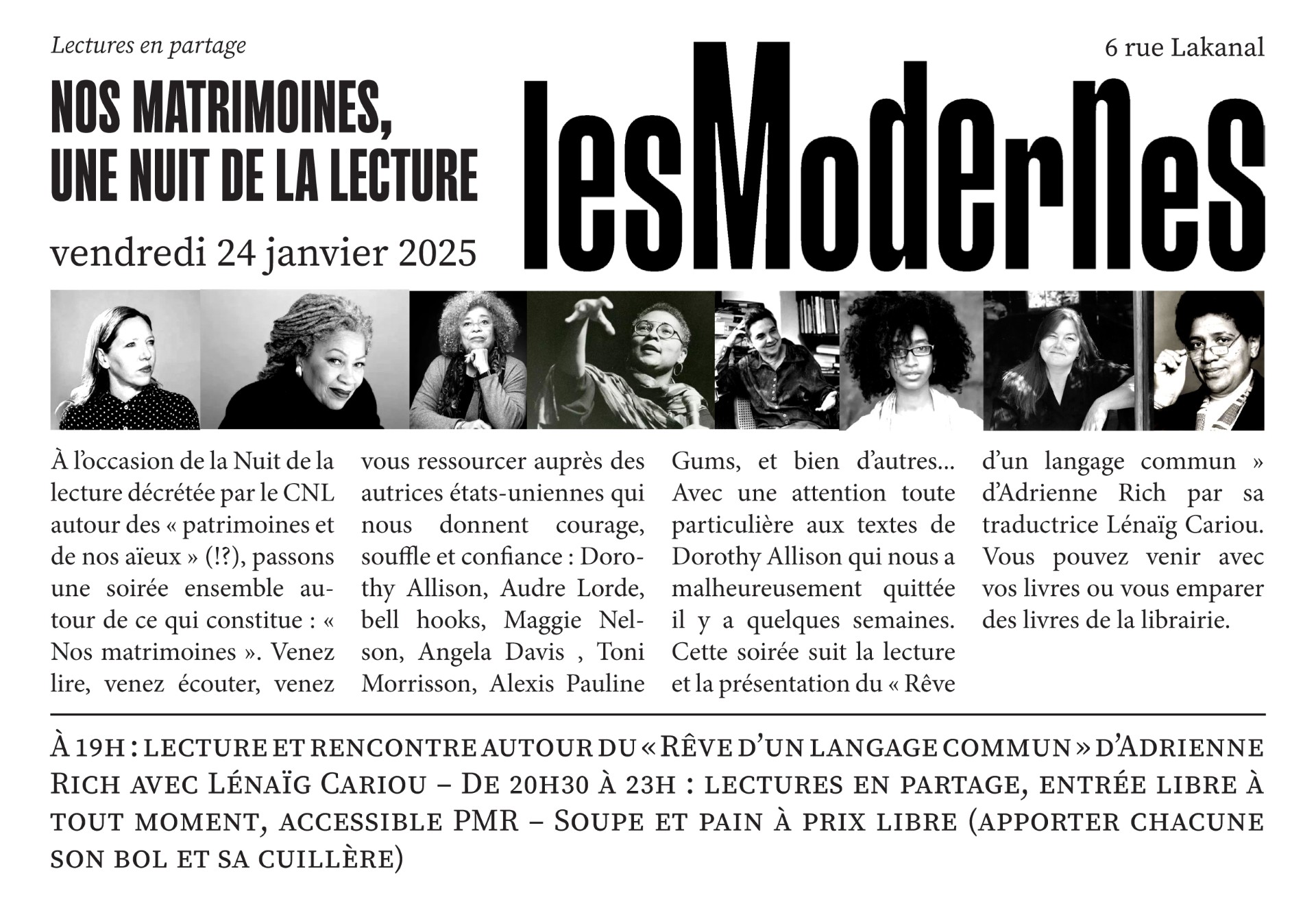 Nos Matrimoines, une Nuit de la lecture - Les Modernes - librairie Grenoble